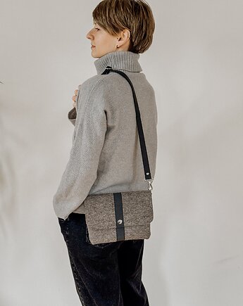 Marmollada - filcowa listonoszka SZAROBRĄZOWA + czarny, marmollada