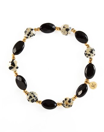 Bransoletka z owalnych Onyksów - dobrobyt - Wersja Pozłacana, Kulka Bransoletki