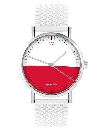 Zegarek - Polska flaga - silikonowy, biały, OKAZJE