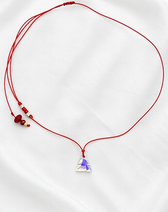 Naszyjnik czerwony sznurek z kryształową choinką, lulukalina