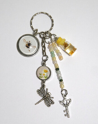 Breloczek - pszczoła, wiesiołek, ważka, fiolka
