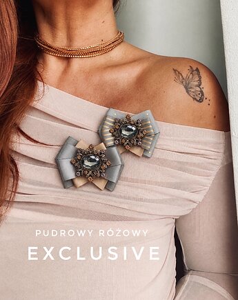 Kolekcja Exclusive Brosza z kryształem w kolorze szarym NEW, Pudrowy Różowy