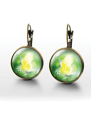 Kolczyki - Żółty motyl - brąz, yenoo