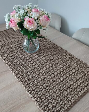 Bieżnik ze sznurka szydełkowy prostokątny 40cmx90cm, MISZ MASZ Dorota Tyszko