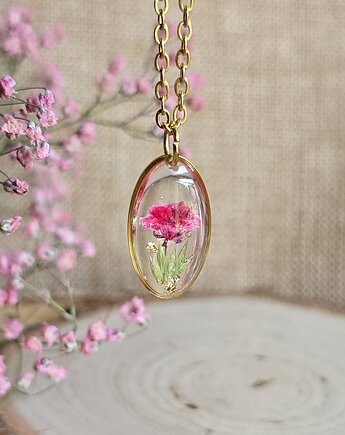 Wieczne kwiaty różowe prawdziwe kwiaty wisiorek gipsówka, zkwiatem