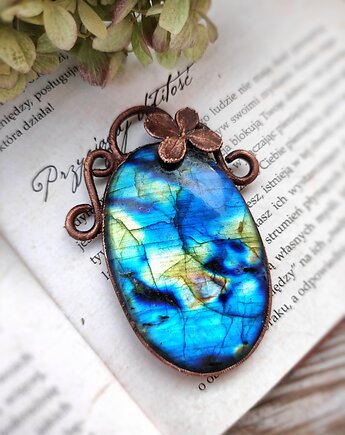 Wisior Lunaria Noctis miedź labradoryt, Treemasters Copper Jewelry