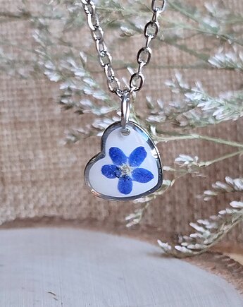 Wisiorek z niezapominajką niezapominajka serce serduszko, zkwiatem