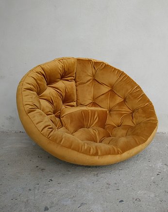 Fotel Futon Sofa pikowana velvet  Musztarda/Złoty, nisza