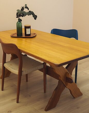Stół dębowy Henning Kaernulf z wkładkami, Dania, lata 60., Przetwory design