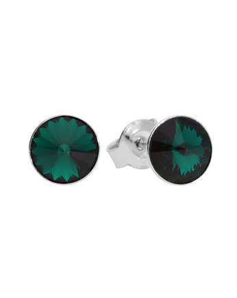 Małe kolczyki sztyfty zielone oczka Swarovski, KOM Biżuteria