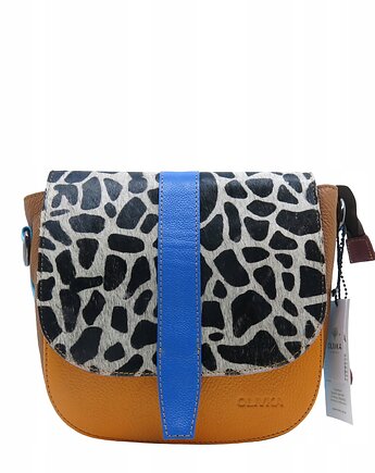 Torebka damska klasyczna skórzana regulowany pasek klapka wzór OLIVKA, Olivka Warsaw