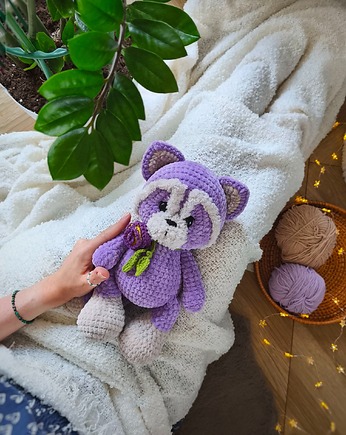 Szopek pluszowy, Przytulanka dla dziecka, Maskotka szop na szydełku, EcoToysByNastya