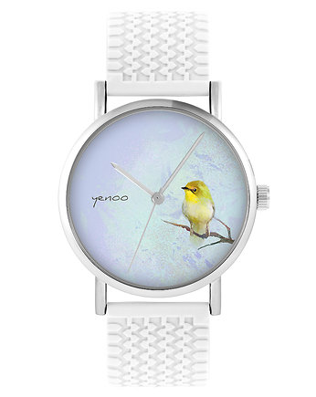 Zegarek - Żółty ptaszek - silikonowy, biały, yenoo
