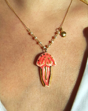 Naszyjnik pozłacany Meduza i Perły Kolekcja Parian, ZIĘBA