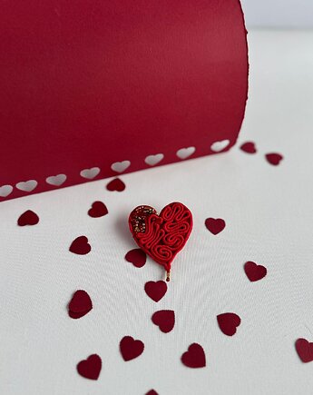 Broszka serce małe czerwone, mahabi