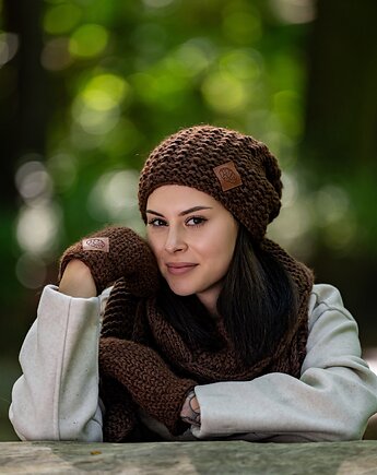 Czapka MERINO Neverland Brązowy + podszewka JEDWAB, Brain Inside