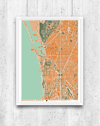 Barcelona - plan miasta, plakat A2, minimalmill