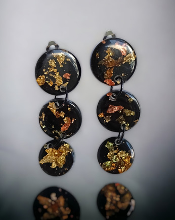 UNIKATOWE klipsy z żywicy : kolekcja METALLIC FALL, kaktusia