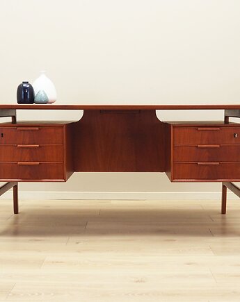 Biurko tekowe, duński design, lata 70, produkcja: Omann Jun, Przetwory design
