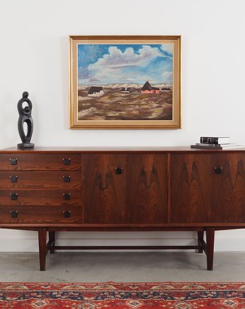 Obraz Wioska w chmurach, skandynawski design, lata 70, Przetwory design