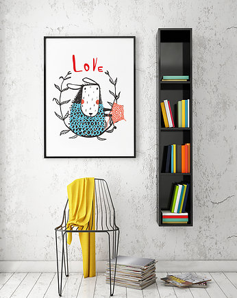 Plakat. owieczka robi na drutach. love, Love Life and Forest