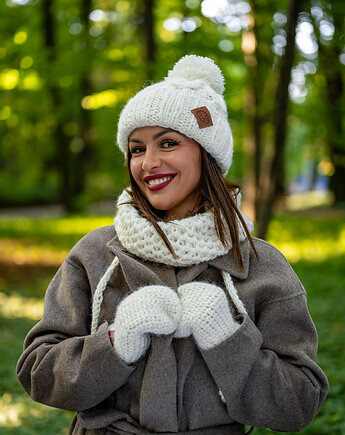 Mały komin MERINO Beżowy ecru, Brain Inside