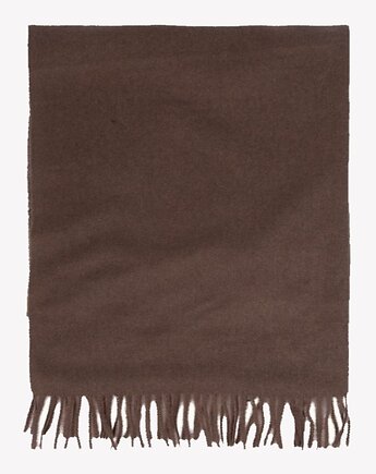 Ciepły szal szalik  w kolorze czekoladowym z frędzlami 65 cm x 220 cm, ALLORA BE UNIQUE