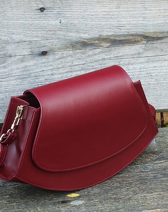 Torebka Skórzana ASTRID S burgund szewro GOLD, FABIOLA TOREBKI