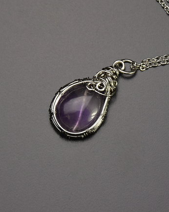 Mały wisiorek ametyst wire wrapping, Agata Rozanska