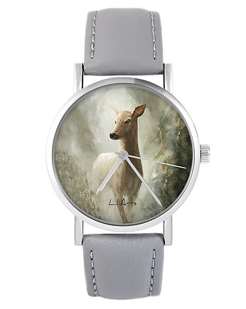 Zegarek - Sarna - skóra, szary, yenoo