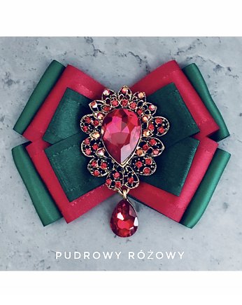 Świąteczna Brosza z dużym kryształem  NEW Mikołajki, Pudrowy Różowy
