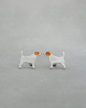 Jack russell terrier mini- ceramiczne kolczyki, Dorca