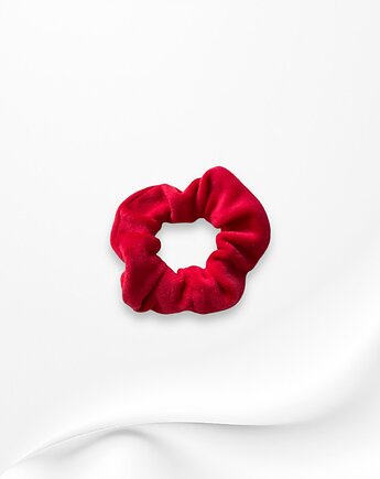 Scrunchie gumka frotka wąska welurowa czerwona, Zdunetti