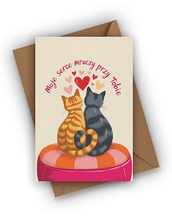 Kartka miłosna- Moje serce mruczy przy Tobie, Czarna Owca Karteczki