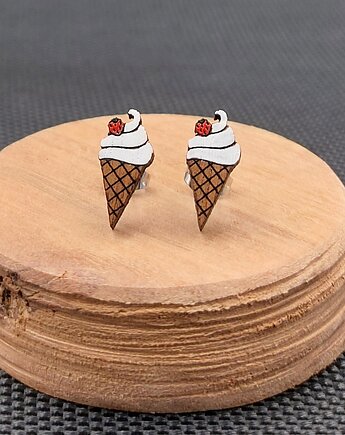 Kolczyki drewniane LODY W ROŻKU, SIAMIL ART