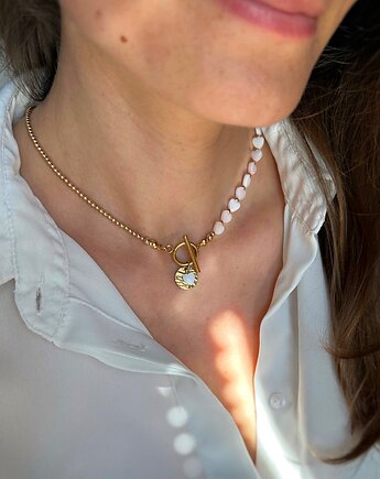 Naszyjnik Serca z muszli Różowy, Lajka