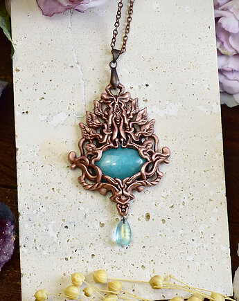 Wiktoriański miedziany wisiorek z amazonitem, Spirit Of Copper