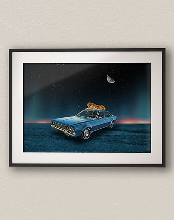 Minimalistyczny plakat poziomy Fast Car - Kolaż Fine Art, DAPIDOKA