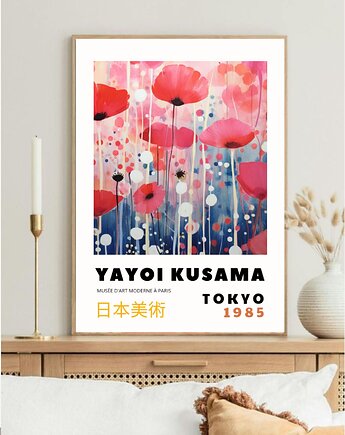 PLAKAT dekoracyjny , maki Yayoi Kusama, wystawowy, kwiaty, black dot studio