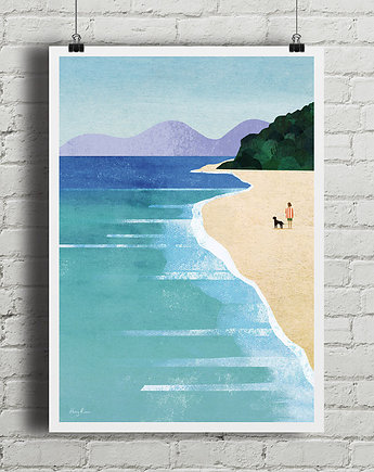 Plakat Morski spacer z psem, minimalmill