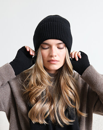 Czapka Merino & cashmere czarna, Lucky HandMade