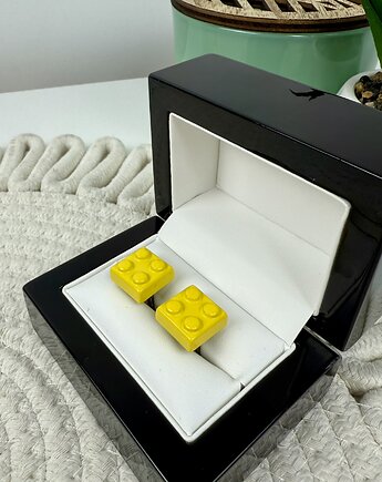 SPINKI DO mankietów koszuli KLOCKI LEGO ŻÓŁTE, AKADEMIA STYLU
