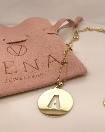 Naszyjnik medalik z literą A pozłacany, VENA Jewellery