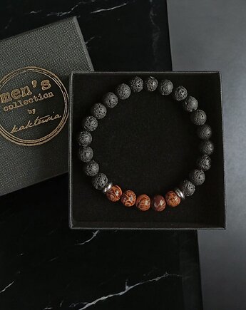 Męska bransoletka : jaspis & lawa, kaktusia