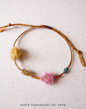 Unikatowa bransoletka na sznurku z elementami tkanymi, Słońcem Tkane