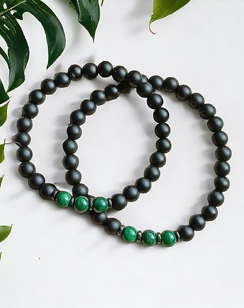 KOMPLET dla PARY : malachit - kamień miłości - onyks matowy, kaktusia