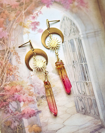 Sopelki, kolczyki z kryształem górskim, Okruszek Biżuteria