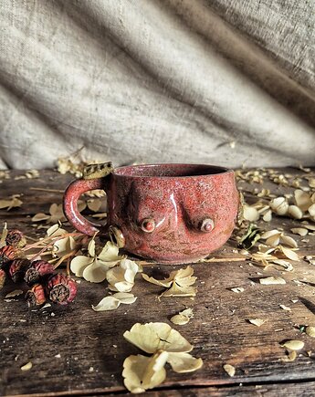 Kubek cycuszki na kawę, kubek Różowy kobieta, cappuccinka cycuszek, Fiona Ceramics