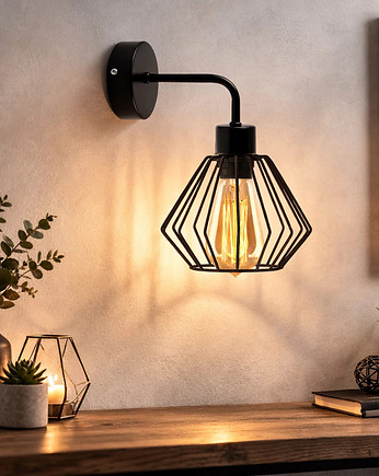 Biały kinkiet do sypialni z drutów FEZ LOFT, lampy loftowe LYSNE LOFT