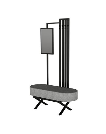 Ławka Z Wieszakiem I Lustrem Metalowa Siedzisko Tapicerowane Stal LMW-5, EMRA WOOD DESIGN